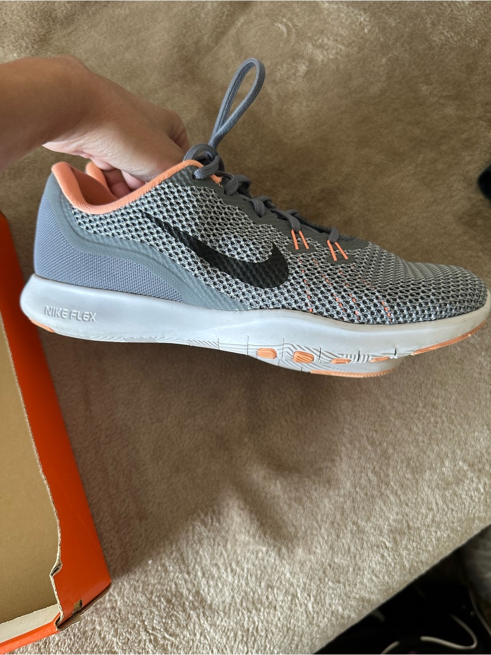 Nike Women’s Flex Running Shoe - Gray with Coral and Black